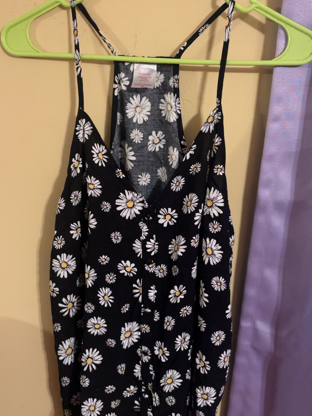 No Boundaries Black Daisy Print Dress with White & Yellow Accents